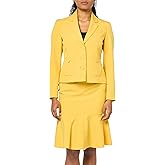 Le Suit Womens Crepe 3-Button Jacket & Flounce Skirt