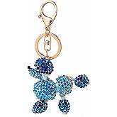 JTTBIGV Cute Animal BlingBling Crystals Keychain Animal Charm Keyring Car Bag Wallet Purse Handbags Cars Key Pendant Decor (Blue Poodle)