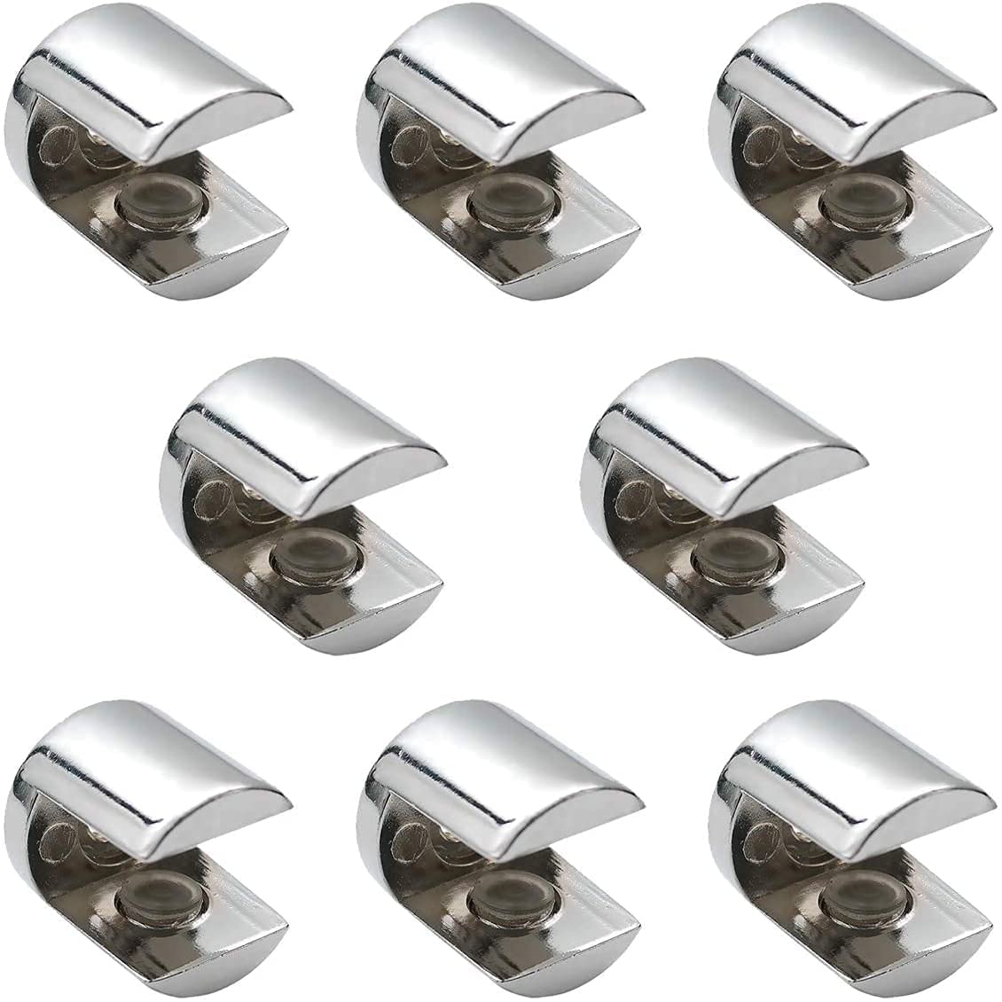 Derbway 8pcs Chrome Finish Glass Shelf Support with Stud Peg for Kitchen and Cabinets