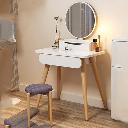 Wxf Coiffeuses Avec Miroir Et Tabouret En Hetre Support Reglable Nordique Miroir Lumineux Simplicite Moderne Avec Tiroirs Size 90cm Amazon Fr Cuisine Maison