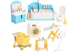 Dollhouse Furniture Set for Kids Toys Miniature Doll House Accessories Pretend Play Toys for Boys Girls & Toddlers Age 3+ wit