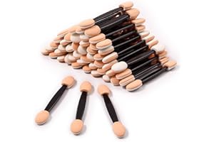 50Pcs Eyeshadow Brushes, Double-Ended Sponge Eyeshadow Applicators, Disposable Eyeshadow Brush, Eye Makeup Applicators Latex 