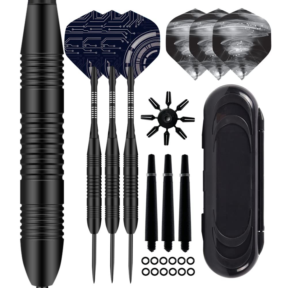 Aiqilai 3 Pack Steel Darts Set 23g with Aluminum Shafts and 2 Style Flights + 1 Darts Case, Professional Metal Dart Tip Set (+3 More Spare Shafts) — image 1