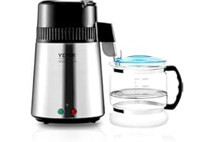 VEVOR Water Distiller, 4L 1.05 Gallon Water Filter for Home Countertop, 750W Distilled Water Maker, Stainless Steel Interior 
