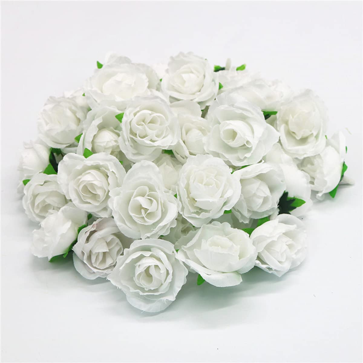 TAIANJI 50 Pcs White Rose Flower Heads Artificial for Craft DIY Wedding Party Decor, Realistic Small Rose Flower Head Artificial Flower Head for Scrapbooking Embellishment, Garden Decor etc