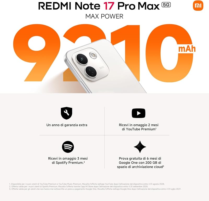 REDMI Note 17 Pro Max 5G, Smartphone 8+512GB, Black, Batteria 9210mAh