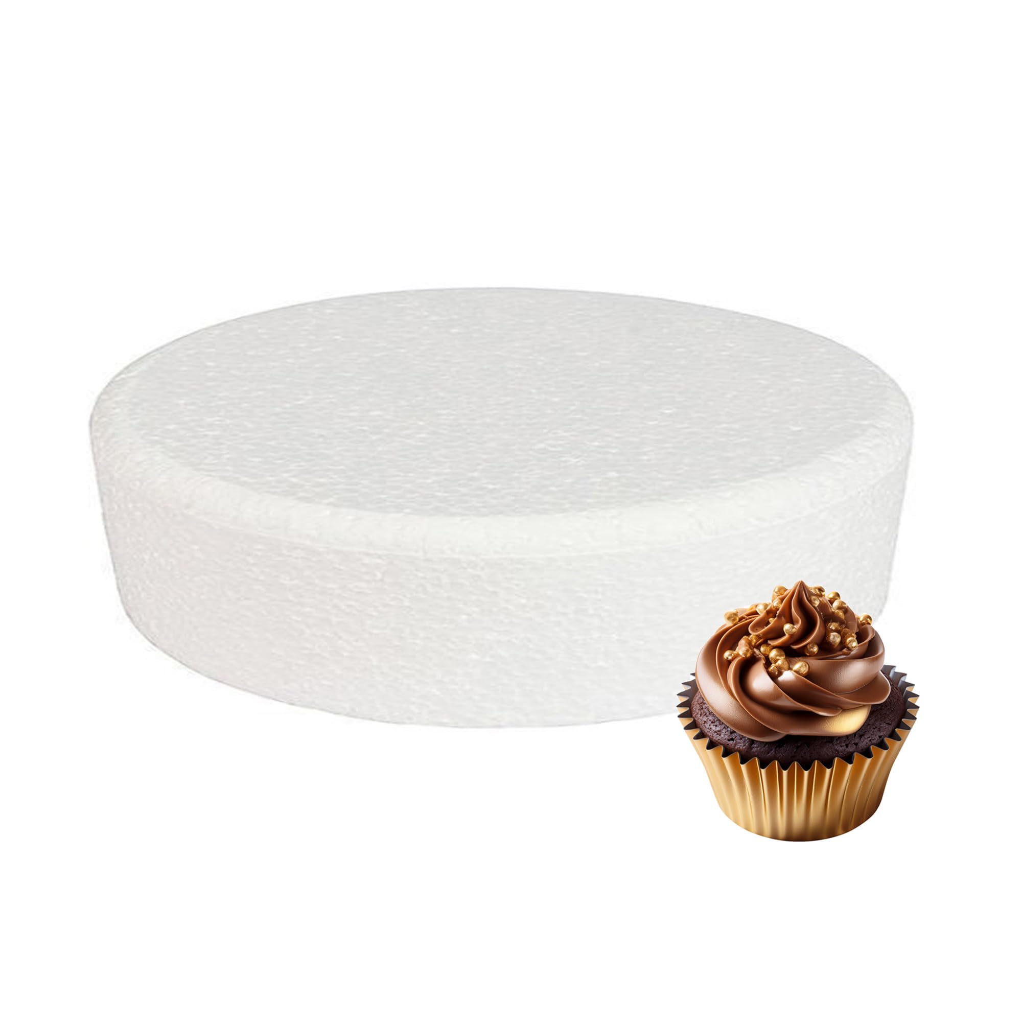 Culpitt 12" x 3" Round Cake Dummy, Bevelled Edge Cake Form, Practice Cake Decorating or Use for Creating Long-Lasting Displays, Smooth Polystyrene