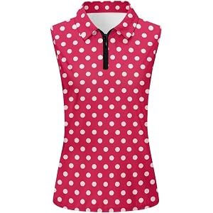Hresuewn Women's Sleeveless Golf Shirts Quick Dry Summer Slim Athletic Tennis T Shirt Zip Up Lightweight Workout Tank Tops