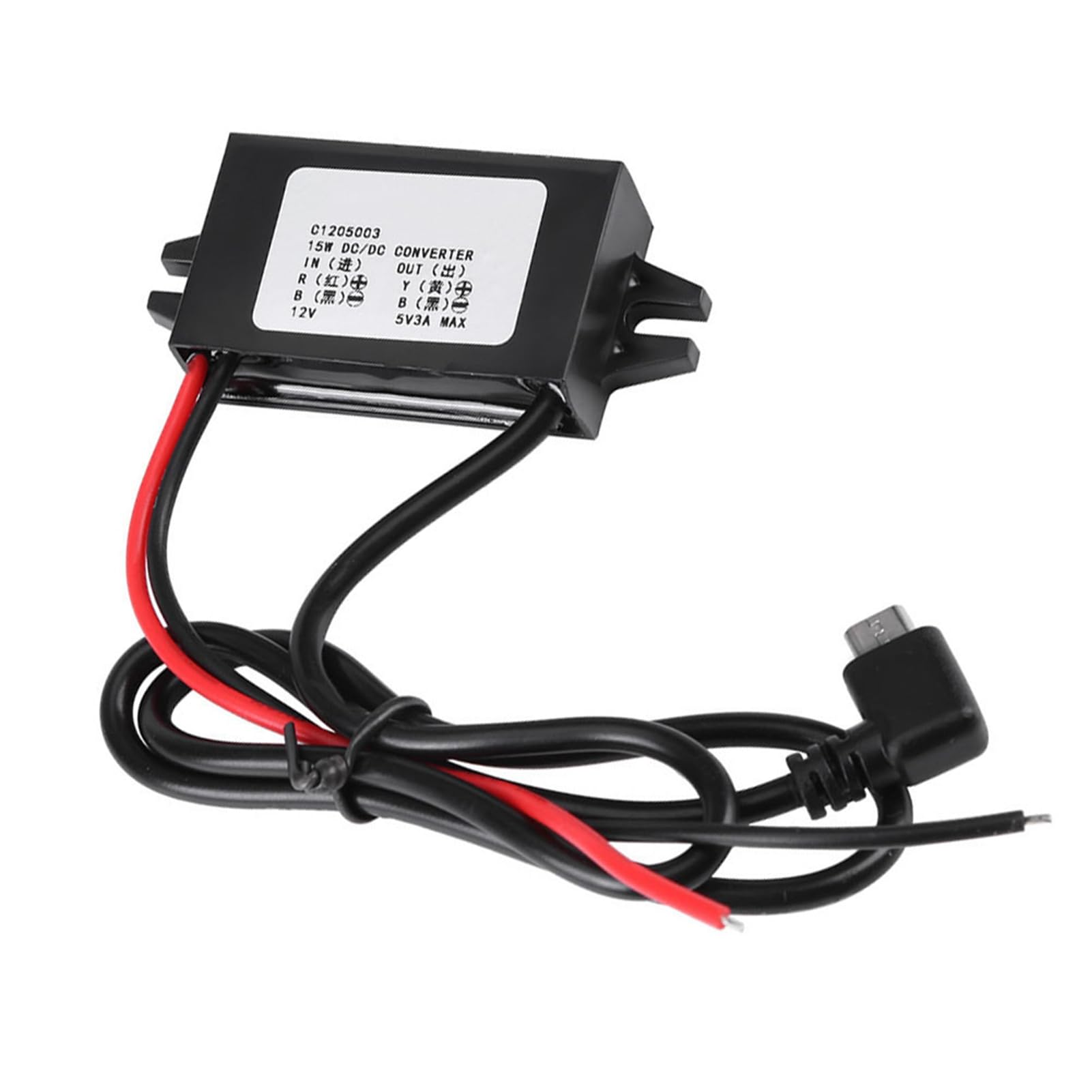 YUMILI Voltage Converter, DC 12 V to 5 V 3 A Micro USB Converter Voltage Step Down Regulator for Car Smartphone