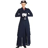 Mary Poppins Costume for Women, Magical English Nanny Costume, Navy Blue Dress and Top Hat for Cosplay Dress-Up