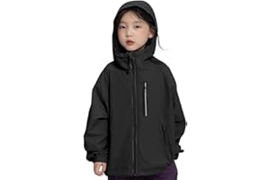 Rolanko Girls Rain Jacket Boys Sportswear Waterproof Hoodie Kids Lightweight Raincoats Windbreaker Outdoor 6-16