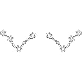 BriLove 925 Sterling Silver CZ Horoscope Zodiac 12 Constellation Astrology Ear Crawler Post Earrings Gift for Mom Women Mothers Day/Valentines Day/Birthday/Christmas/Anniversary