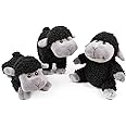 FRANKIEZHOU Sheep Stuffed Animal Lamb Plush Decorations 3Pcs (Sitting, Standing, Kneeling) Black Sheep Toys Gift for Kids Little Girl/Boy
