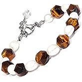 Genuine Pearl Bracelet for Women - Energy Protection Crystal Bracelets, COLORFEY Personalized Cultured Pearl Bead Bracelet for Calm, Unique Handmade Gifts for Wife, Girlfriend