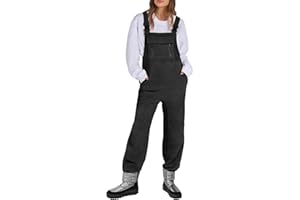 Caracilia Women Overalls Sherpa Fleece Jumpsuits Fuzzy Warm Winter Outfits 2024 Loose Casual Pants Rompers Jumper with Pocket