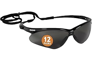 KleenGuard™ V30 Nemesis™ Safety Glasses (22475), with Anti-Fog Coating, Smoke Lenses, Black Frame, Unisex Sunglasses for Men and Women (Pack of 12)