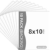 Somime 10 Pack Backing Boards, 8x10 Uncut White Mats Matboards, Acid-Free Backerboards for Art Prints, Ideal for Photos, Pictures, Prints, and Frames