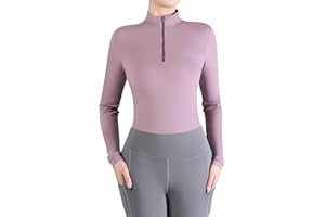Harrison Howard Women's Equestrian Sweat Absorption Quick Drying Horse Riding Long Sleeve Shirt 1/4 Zip Base Layer