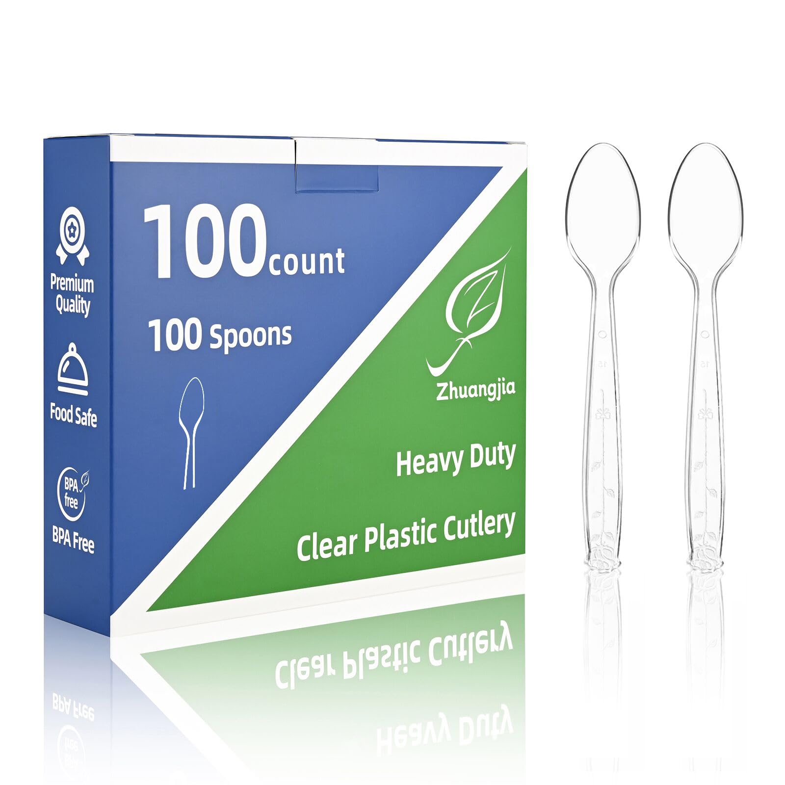 Photo 1 of 100-Pack Clear Plastic Spoons Disposable BPA-Free Heat Resistant Utensils for Catering & Events -Spoons Heavy Duty Bulk,plastic disposable for Party Supplies
