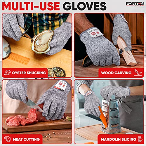 FORTEM Cut Resistant Gloves, 4 Gloves, Level 5 Protection Cutting