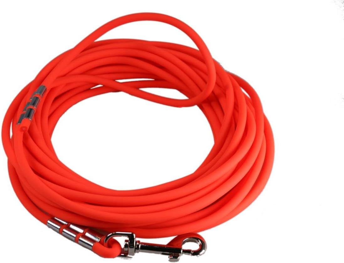 EasyCare leash 6 mm round, neon orange, with hand loop, (waterproof and easy to clean with PVC coating), Red, 12 m