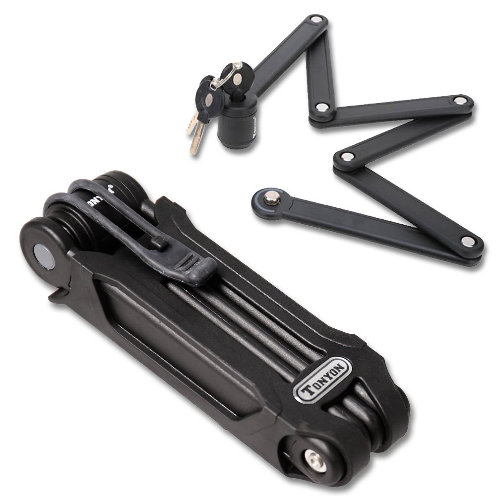 TONYON Foldable Bike lock AntiTheft Cycling Cable Chain Locks Black
