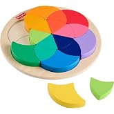 Fisher-Price Wood Color Wheel Puzzle Toy | Wooden Tray &amp; 18 Puzzle Pieces, Sorting &amp; Classifying, Fine Motor Skills, Preschool Kids Ages 3+ Years