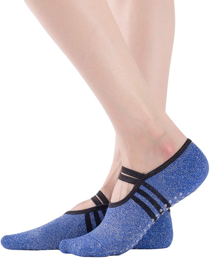 EJY Yoga Socks for Women NonSlip Grips & Straps Best Fitness/Dance