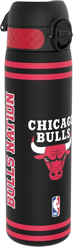 NBA Chicago Bulls Botella Agua, 500ml, a Prueba de Fugas, Fácil de Abrir, Cerradura Segura, Apta para Lavavajillas, Sin BPA, Asa de Transporte, Fácil de Limpiar