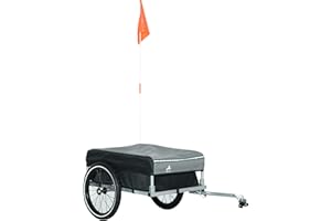 Aosom Outdoor Bike Trailer with Triple Safety, Foldable Bicycle Cargo Trailer, Luggage Wagon with Wheels, Removable Cover and