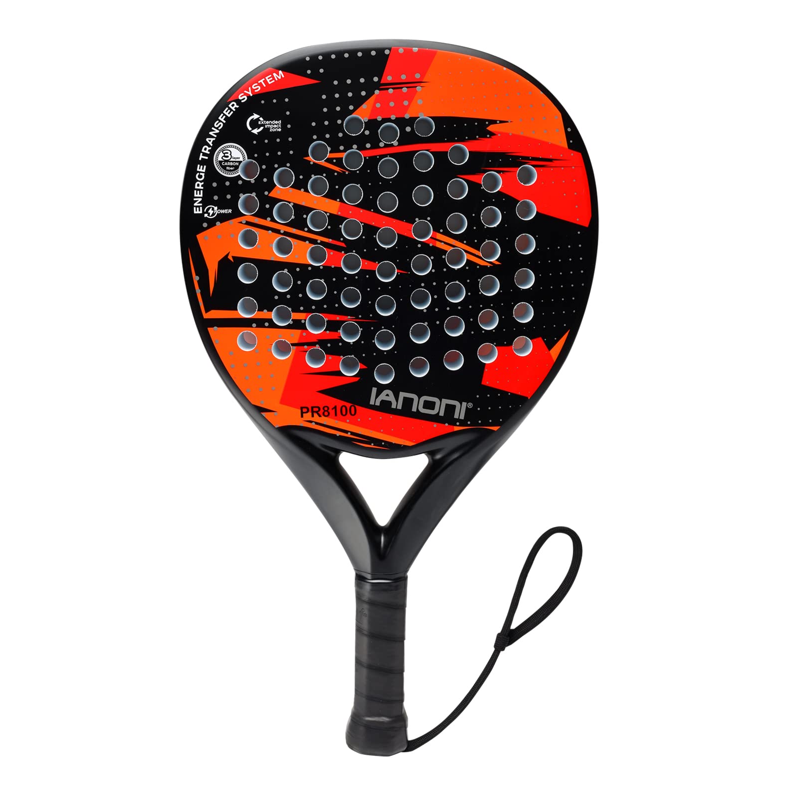 Paddle Tennis Racket Carbon Fiber Surface with EVA Memory Flex Foam Core POP Paddle Rackets(red)