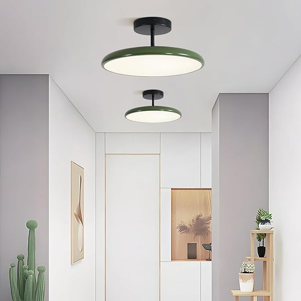 KCO LIGHTING VINTAGE GREEN FLUSH MOUNT CEILING LIGHT BLACK SEMI FLUSH MOUNT CEILING LIGHT MID CENTURY MODERN ENTRYWAY CEILING LAMP LED HALLWAY CEILING LIGHTS FIXTURES