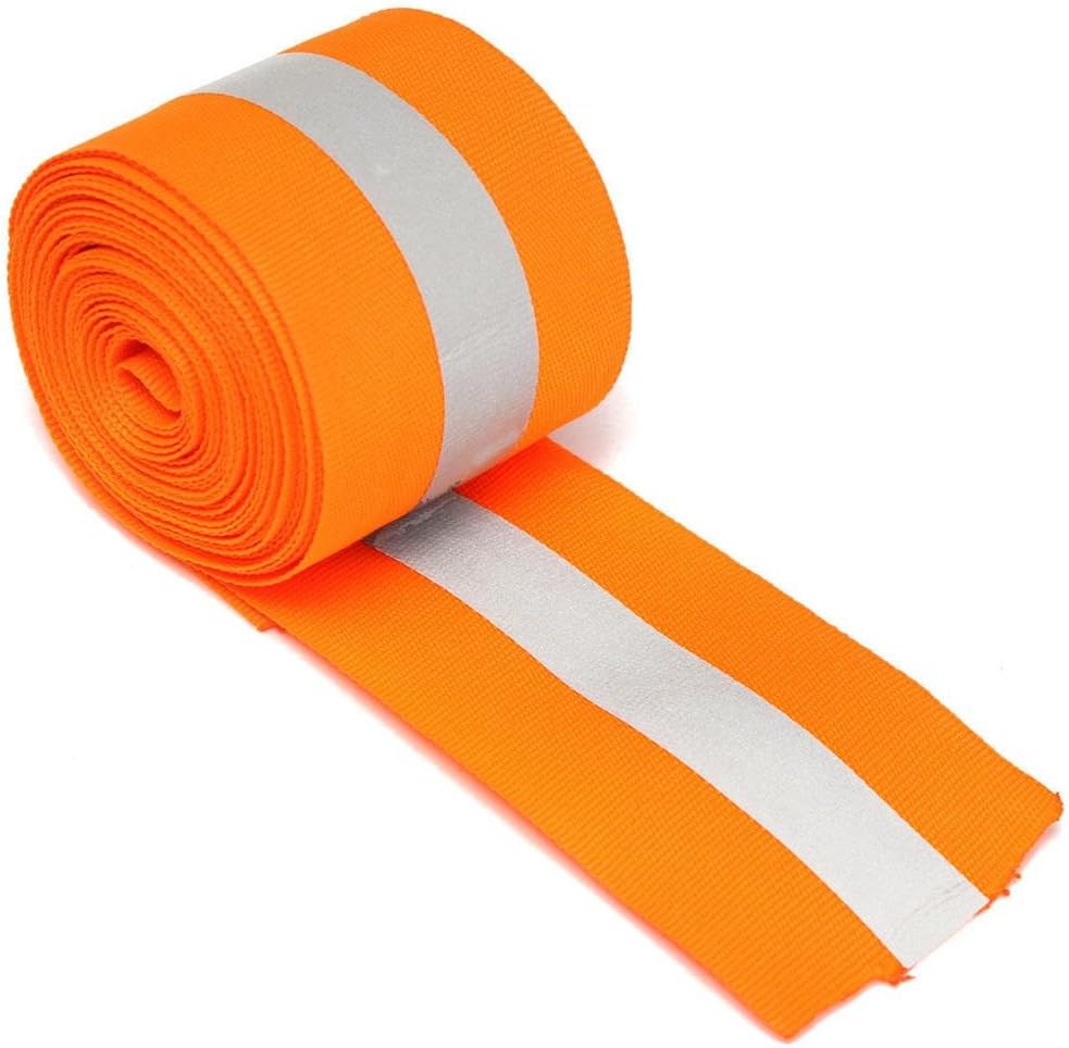 Silver Reflective Tape Safty Strip Sew on Lime Synth Fabric 3 Meters