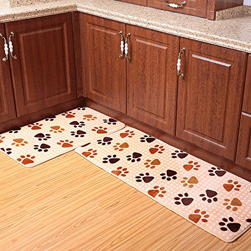 Buy Ustide 2Piece Dog Foot Print Kitchen Rug Set Cute Memory Foam Rug Soft Floor Runner Coral