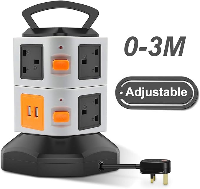 3M/9FT Tower Extension Lead with Surge Protection, KOI Amazon.co.uk