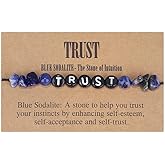 COLORFUL BLING Handmade Healing Chakra Beaded Bracelet with Spiritual Meaningful Card Crystal Natural Stone Strand Bracelet for Women Reiki Yoga Meditation Jewelry Protection Gifts