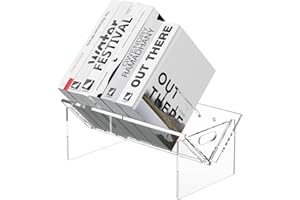 KSacry Acrylic Desktop Bookcase, Clear Desk Shelf for Top of Desk, Vinyl Record Storage Rack, Acrylic Bookends Desk Organizer for CD, Magazines, and Books