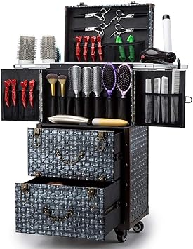 Slcase Aluminum Rolling Makeup Train Case Hairdressing Trolley