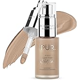 PÜR MINERALS 4-in-1 Love Your Selfie Foundation & Concealer - Longwear Full Coverage Liquid Makeup Foundation with Hydrating Blend for Refined-Looking, Natural Beauty Glow, Skin Texture & Tone