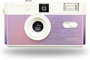 Corex Half Frame Reusable 35mm Camera CH1, Built in Flash and Compatible with 35mm Color Negative or B&W Film (Film and Battery NOT Included) Limited Edition Free Blue and Yellow Filters