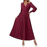 BTFBM Womens Long Sleeve Maxi Dress Fall 2025 Casual V Neck Knit A Line Flowy Pockets Elegant Party Wedding Guest Dresses