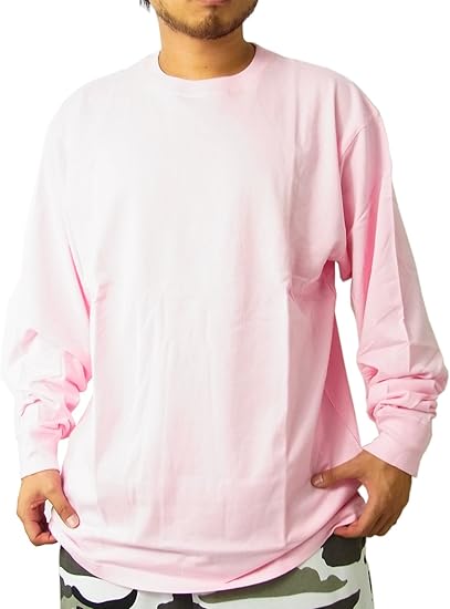 Amazon ブザービーター Buzzer Beater 無地 ロングtシャツ メンズ 大きいサイズ ロンt ヘビーウェイト Bzt001 桃 ピンク L Tシャツ カットソー 通販