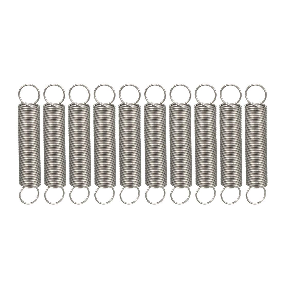 sourcing map Extended Tension Spring Wire Diameter 0.02" , OD 0.24" , Free Length 1.38" Stainless Steel Small Dual Hook Tension Spring for Machinery Construction Industrial 10pcs
