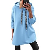 Fisoew Womens Casual Oversized Hoodies Loose Drawstring Long Sleeve Fleece Hooded Pullover Sweatshirts