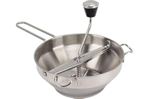 Stainless Steel Food Mill with 3 Interchangeable Grinding Plates, Anti Slip Handle, Soft Ball for Baby Food, Rotatable Handle