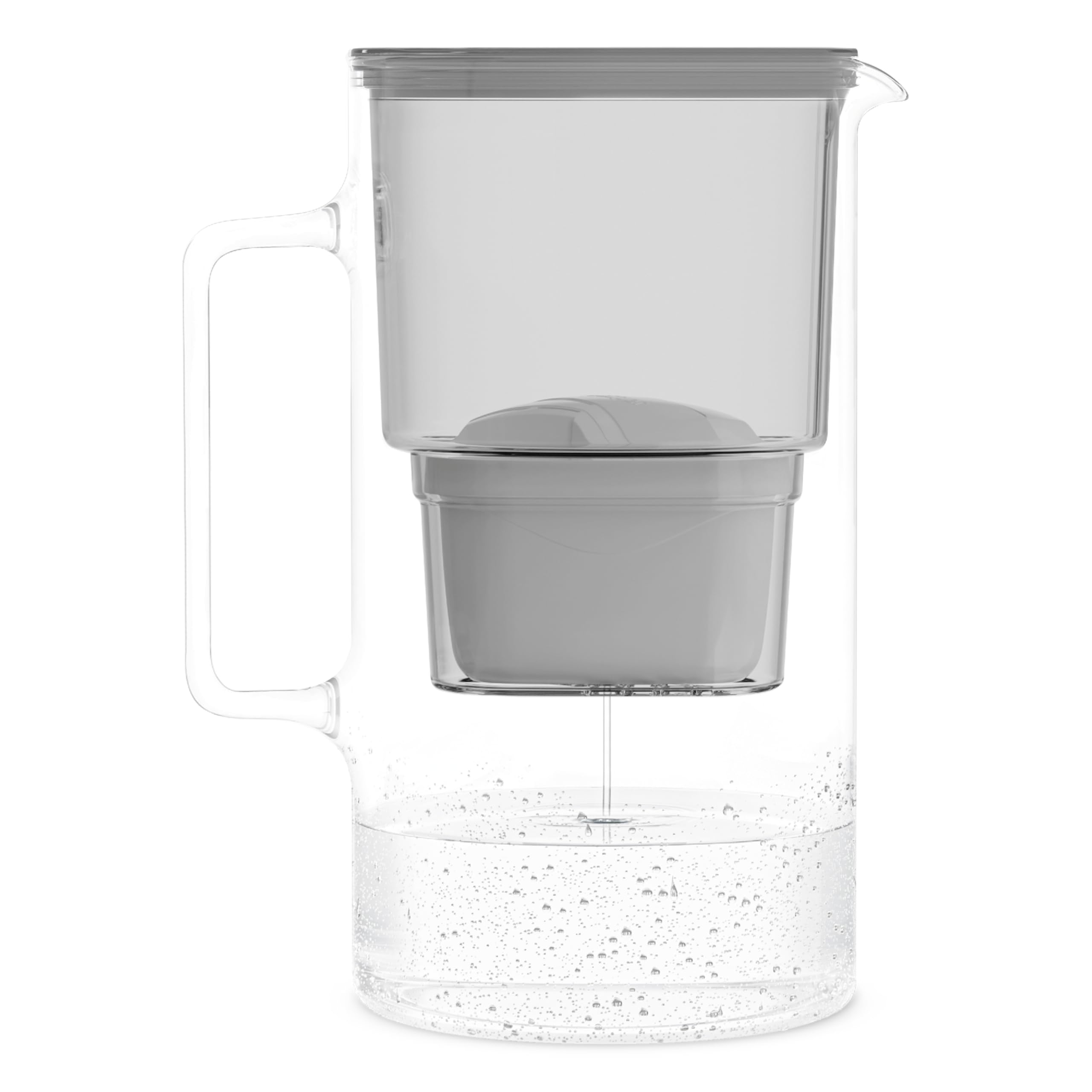 Wessper Glass Water Filter Jug + 1 Water Filter Cartridge | Replacement for Dafi Unimax Aquaphor A5 BRITA Maxtra+ Philips AWP212/10 Filter | 3 Litre | Grey