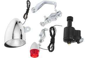 Outanaya Dynamo Bike Light with Headlight and Taillight Friction Generator Powered Includes Iron Clip and