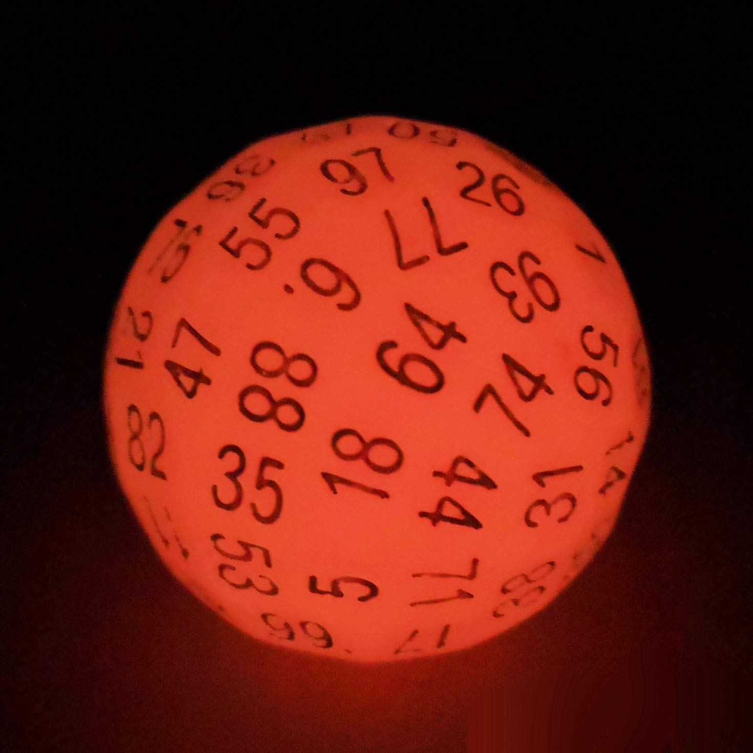 Bescon Glowing Polyhedral 100 Sides Dice Cerise Red, Luminous D100 Dice, 100 Sided Cube, Glow in Dark D100 Game Dice — image 1