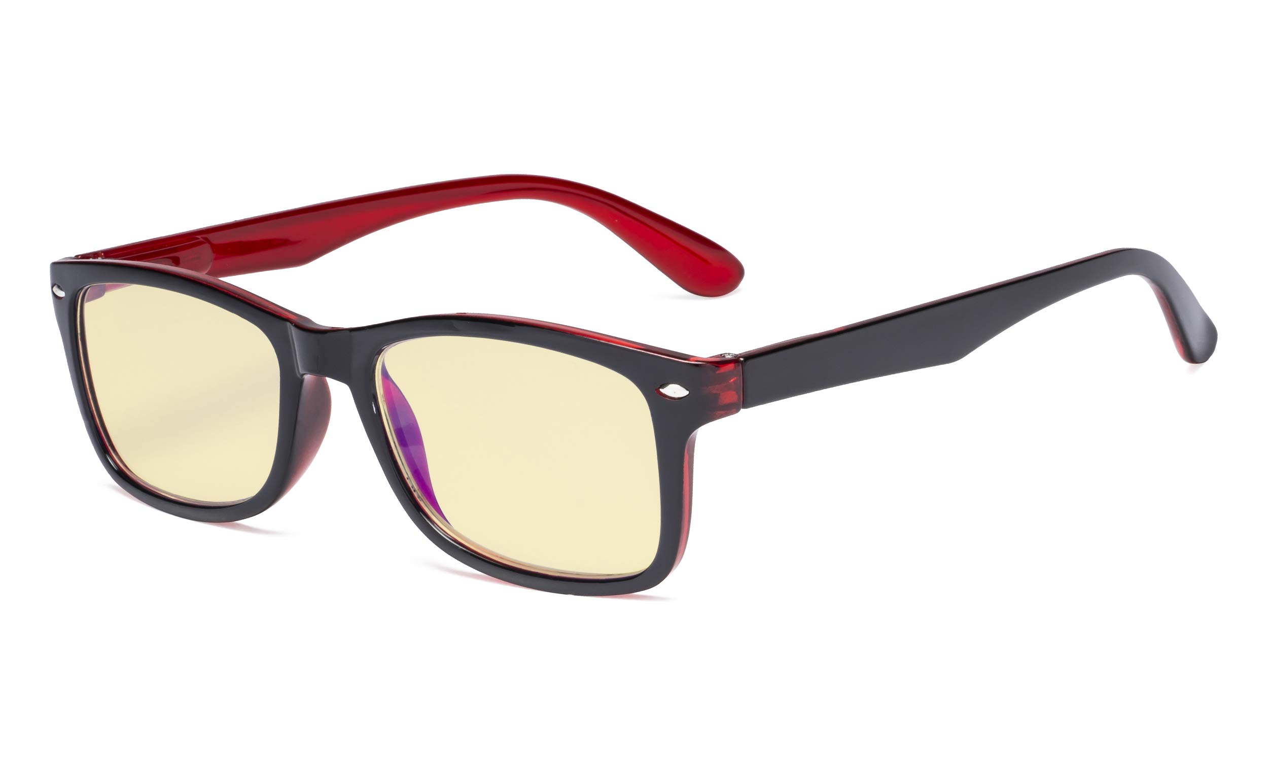 Eyekepper Blue Light Blocking Computer Reading Glasses Women Men with Yellow Tinted Filter Lens - Classic Readers -Black Red — image 1