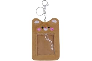 ZGMYC Cute Plush Kpop Photocard Holder with Keychain, Cartoon Bear Bunny Pig Photo Sleeve Card Holder Protector